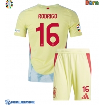 Fotballdrakt Barn Spania Rodri Hernandez #16 Bortedraktsett EM 2024 Kortermet (+ Korte bukser)